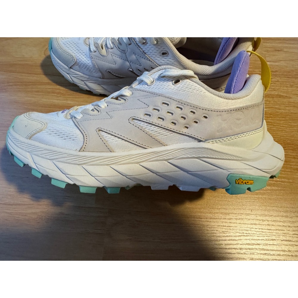HOKA Anacapa Breeze Low Womens 8.5B White Mint Vibram Hiking Trail Shoes 1127921
